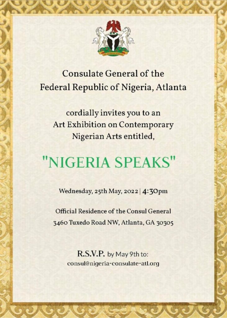 Nigeria Consulate, Atlanta USA Nigeria-Speaks-731x1024 Nigeria Speaks Art Exhibition - May 25th, 2022  